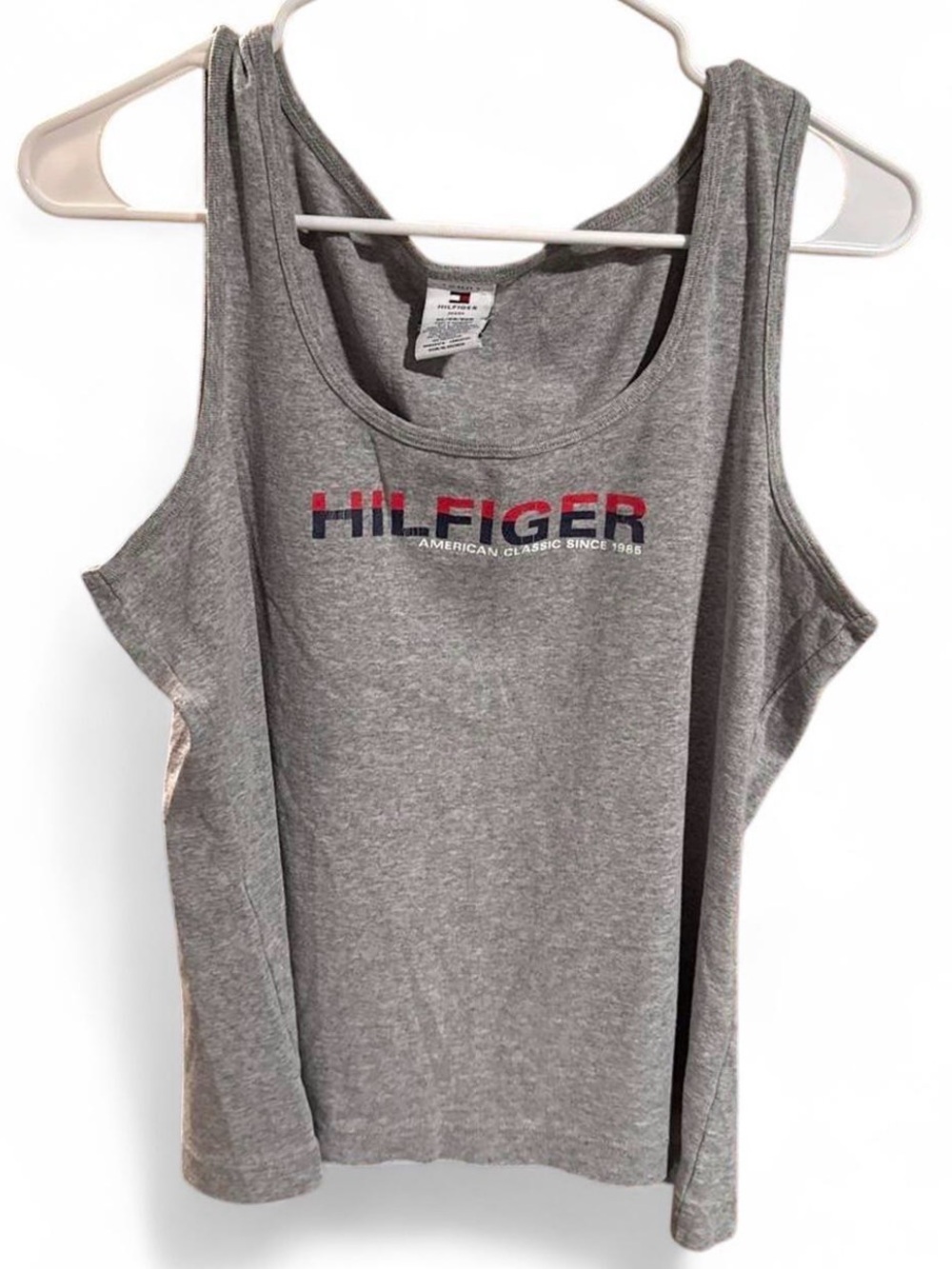 Tommy Hilfiger Gray Tank Top with Red & Blue Logo